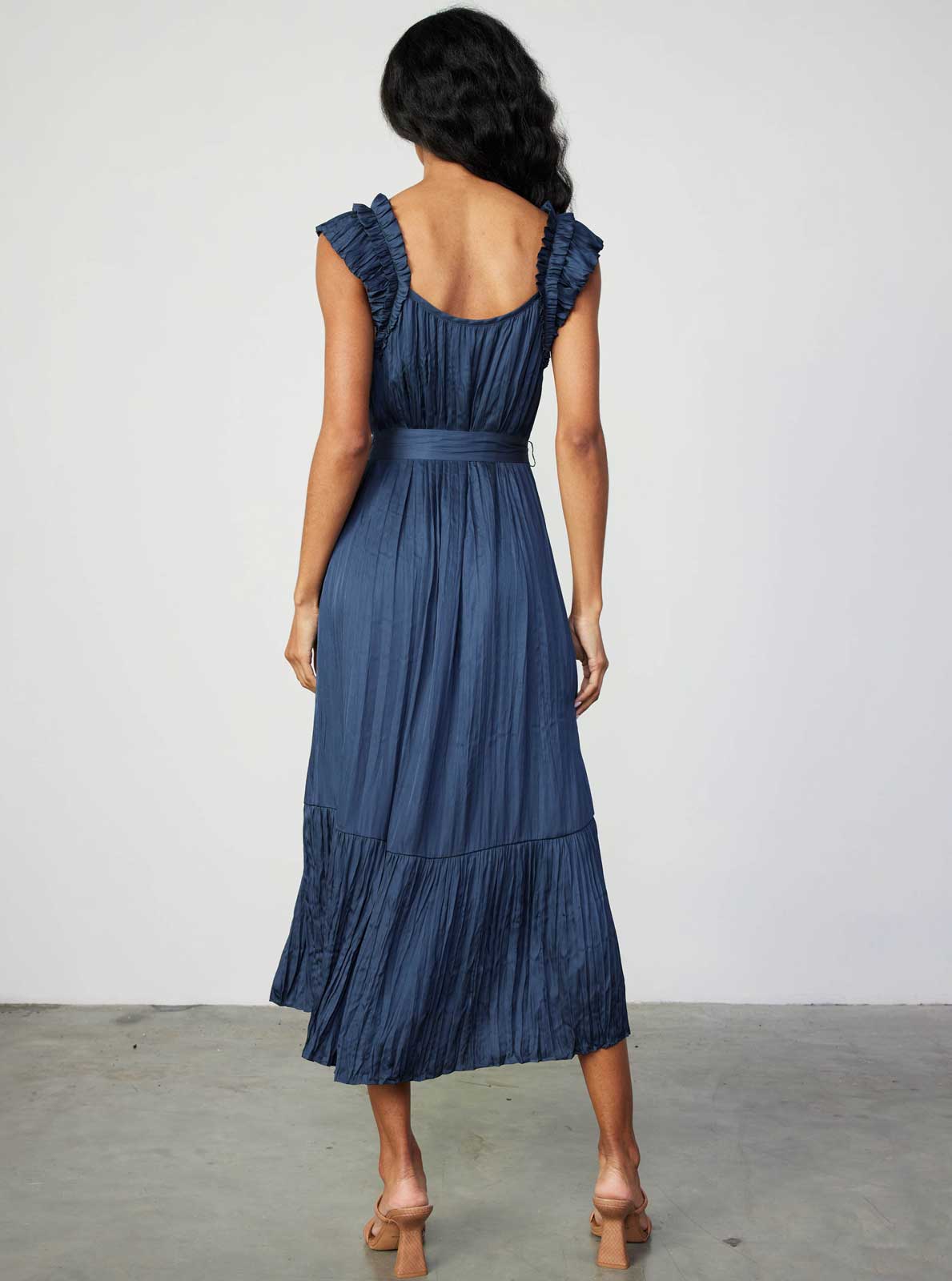 Double-Layer Ruffle Midi Dress