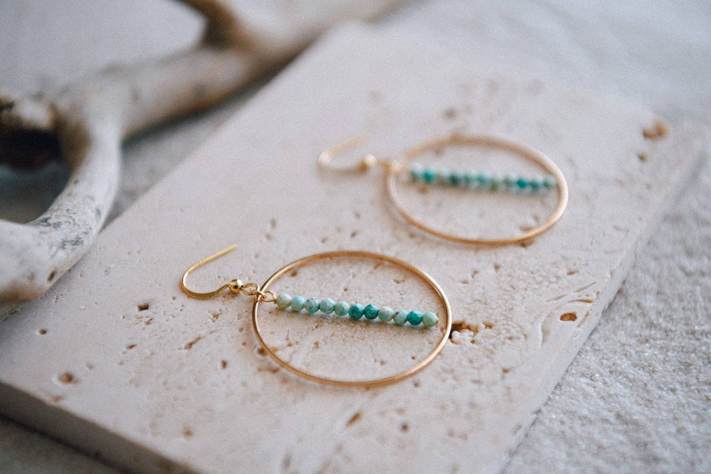 Gemstone and Gold Plated Drop Hoop Earring