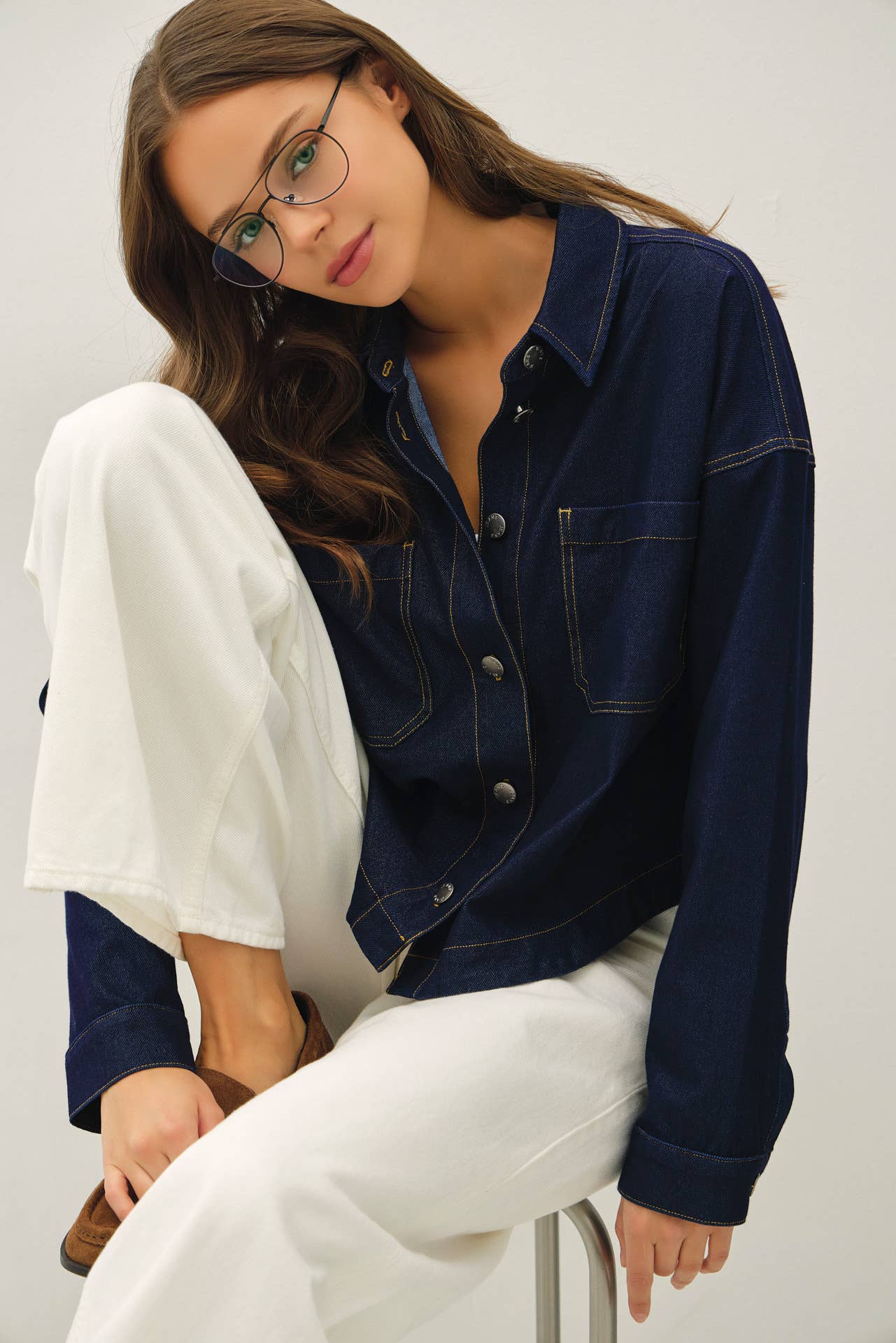 Be Cool Knit Denim Cropped Jacket