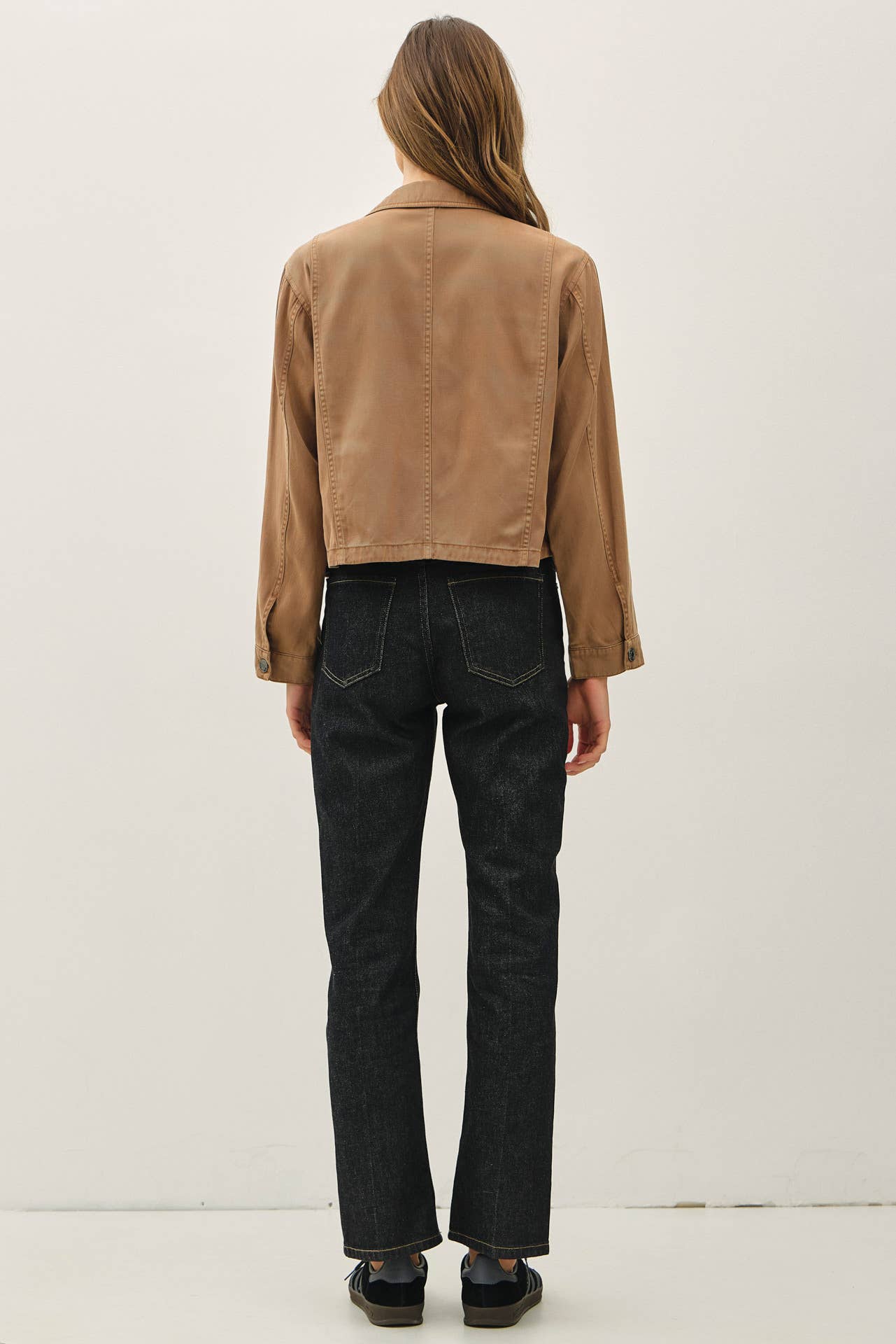 TENCEL BLEND BOXY CROPPED SHACKET
