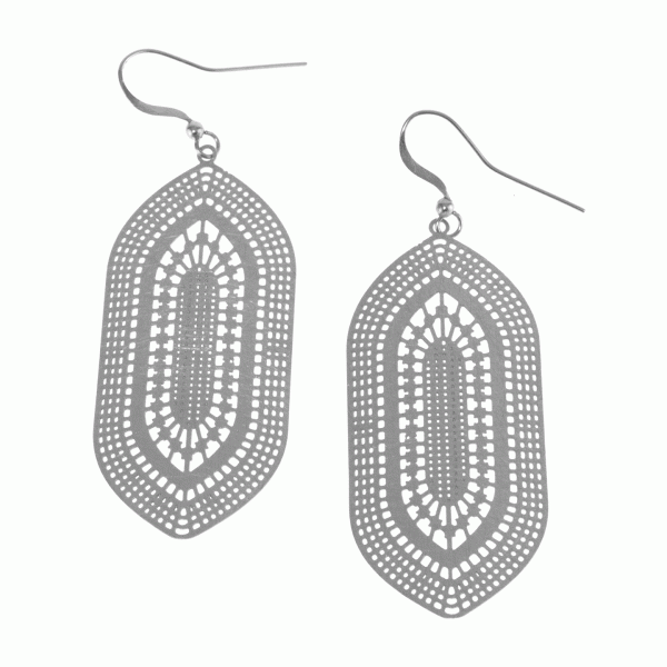 Joy Susan Rhodium Cut Medallion Earrings