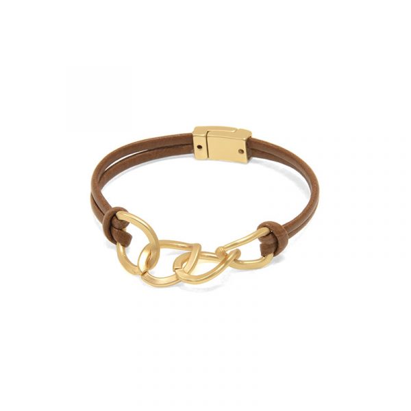 Joy Susan Leather & Gold Links Bracelet
