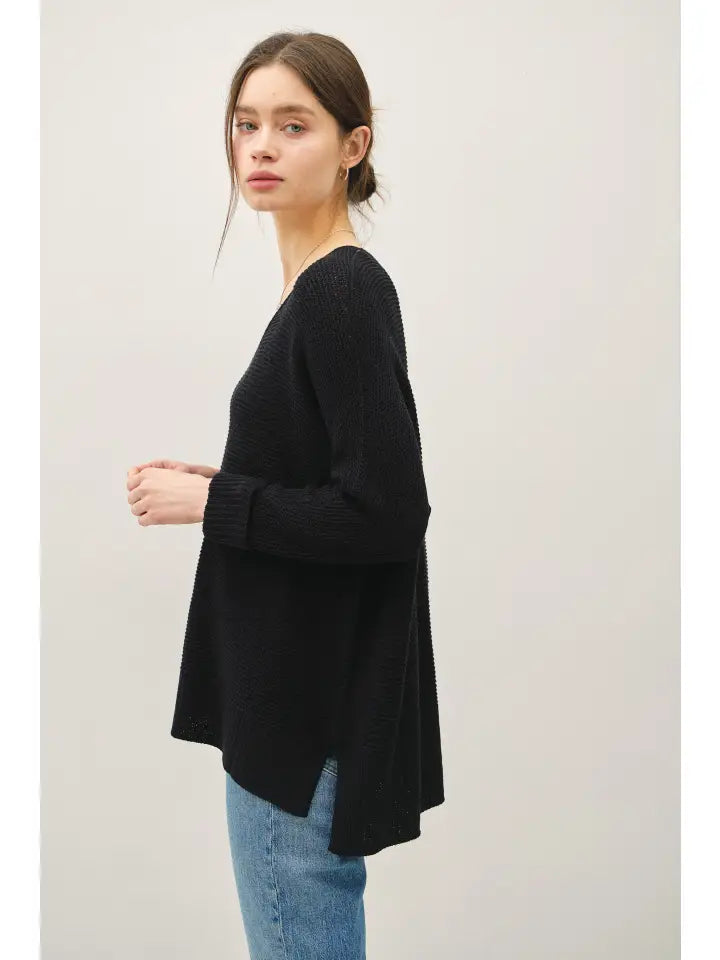 V-NECK DOLMAN SLEEVE SWEATER, 3 colors