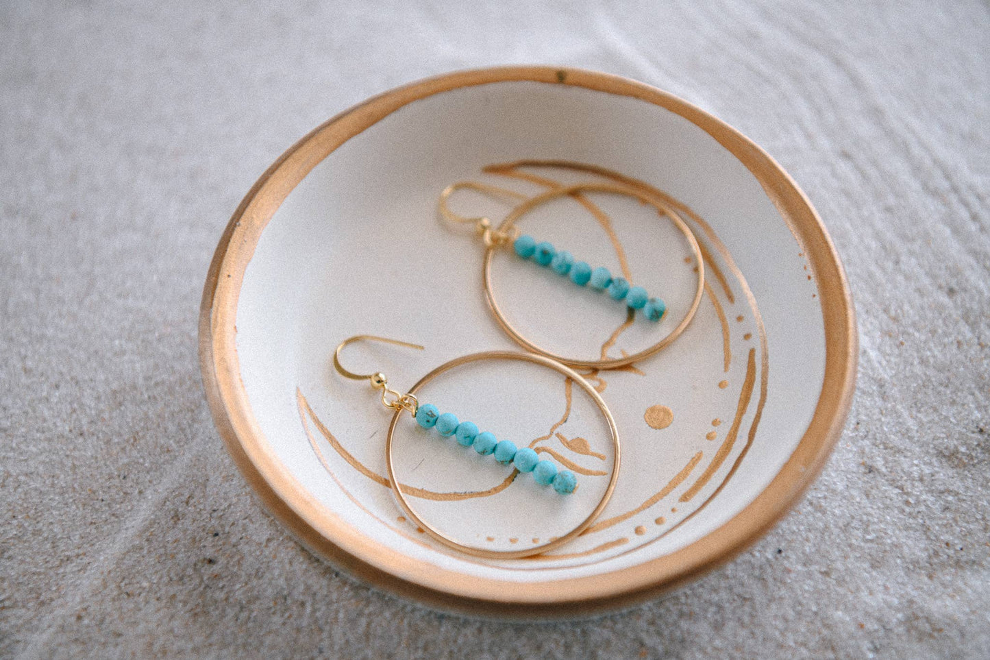 Gemstone and Gold Plated Drop Hoop Earring