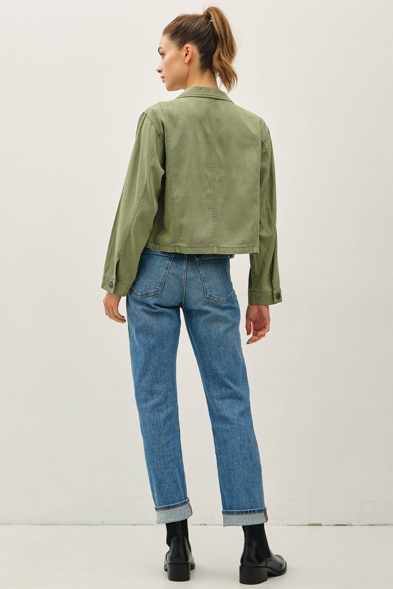 TENCEL BLEND BOXY CROPPED SHACKET