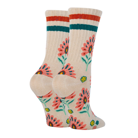 Wild Flowers | Women's Premium Athletic Floral Crew Socks