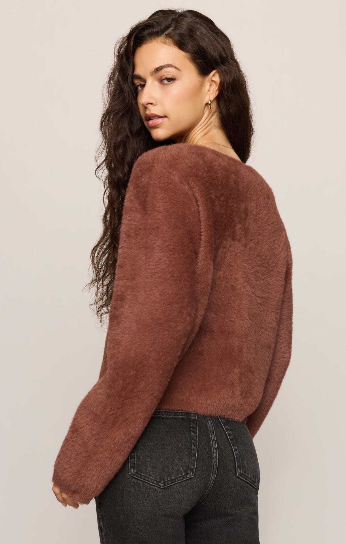 Z Supply Winterglow Fluffy Cardigan in Dark Rosewood