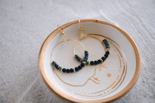 Gypsy Sunrise Gold Plated Hoop and Genuine Gemstone Earrings
