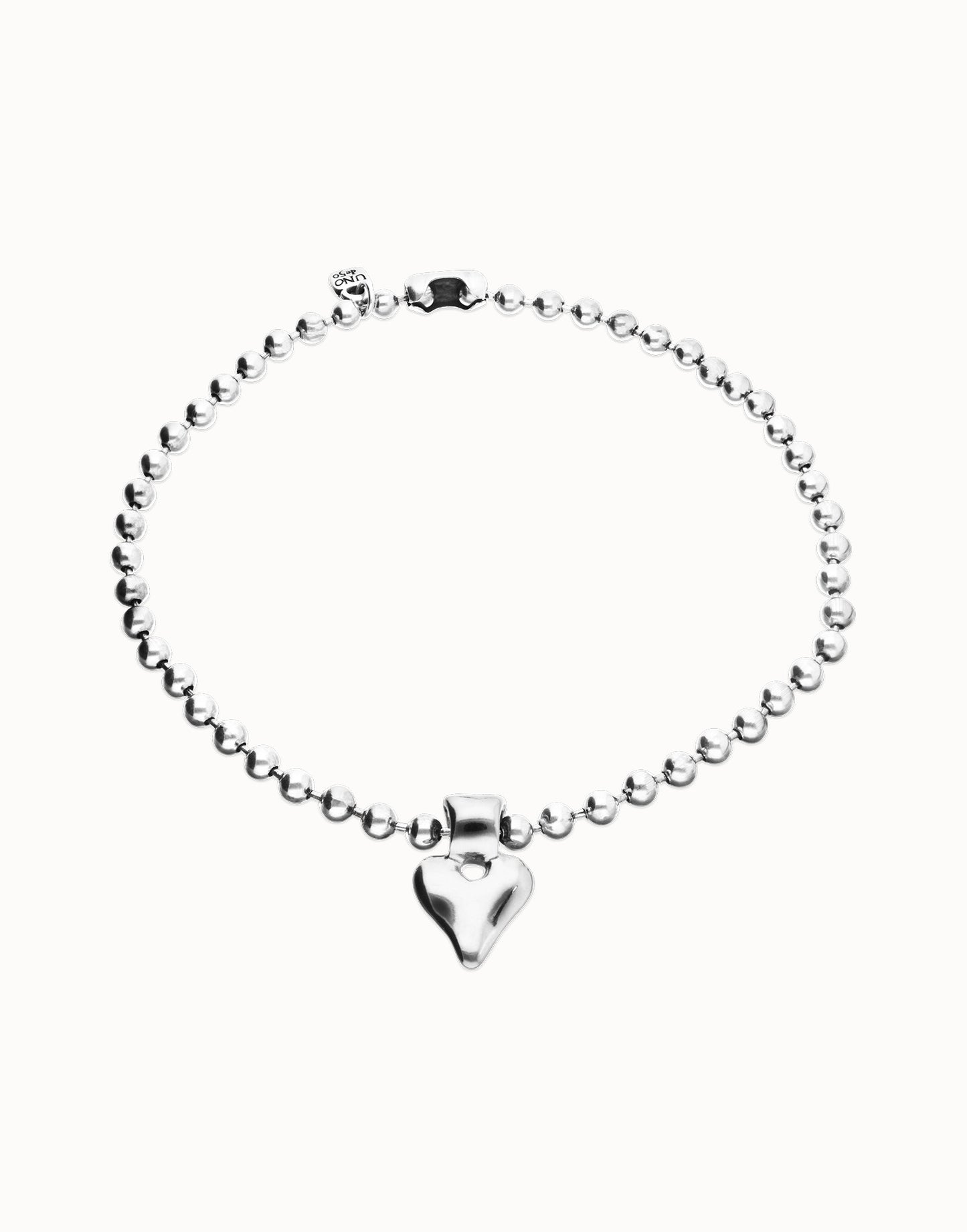 Uno de 50 Beat Beaded Heart Silver Necklace