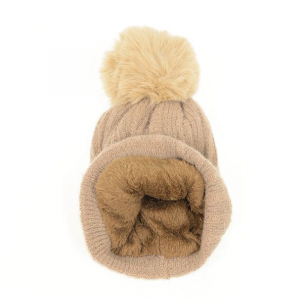 Joy Susan Rib Pompom Hat, 2 colors