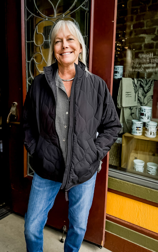 Tribal Zip Front Quilted Jacket