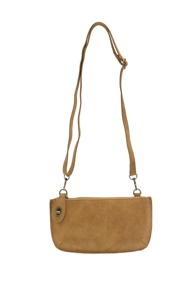 Joy Susan Faux Suede Crossbody Wristlet in Wheat