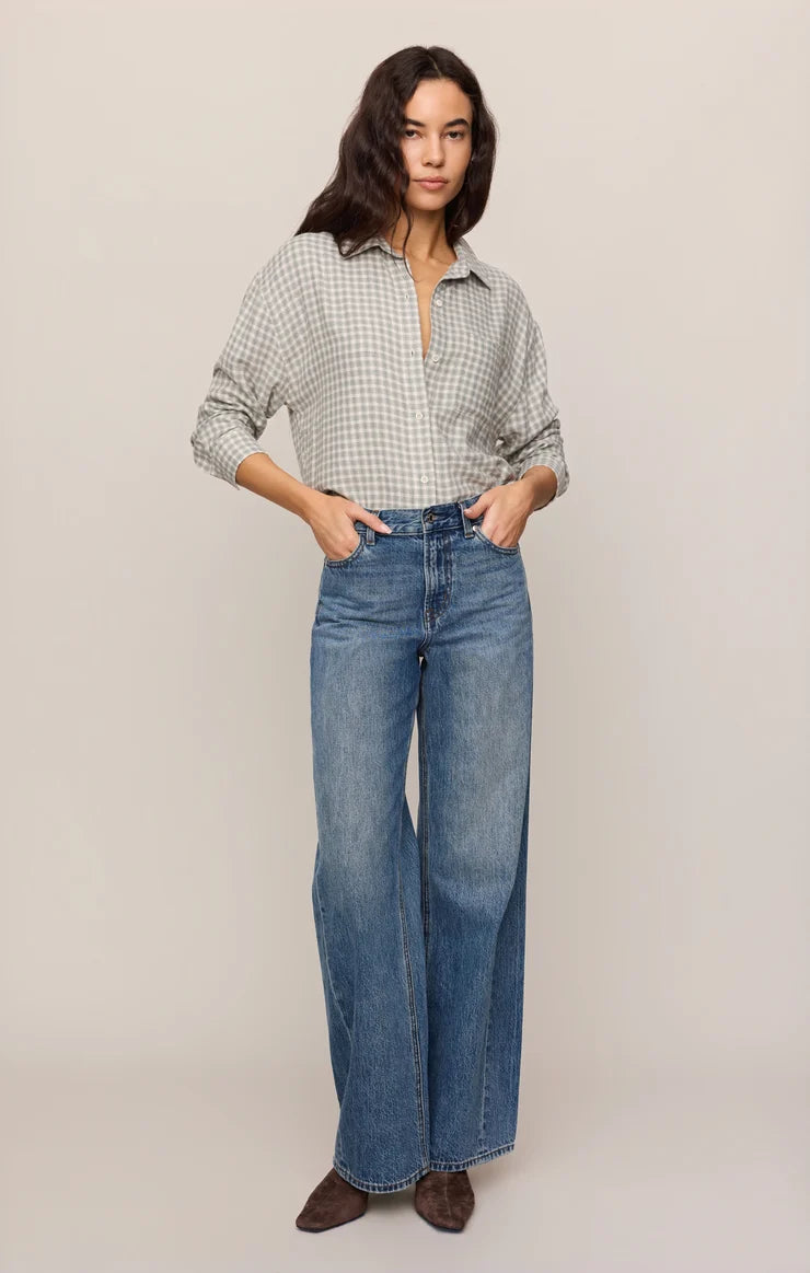 Z Supply River Plaid Button Up in Emerald Cove