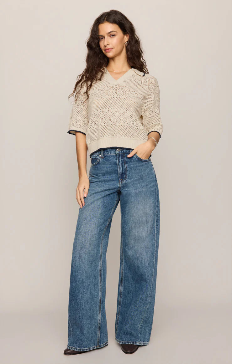Z Supply Denman Crochet Polo Sweater
