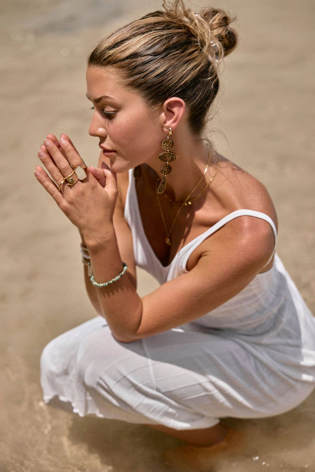 Genuine Gemstone and Gold Spacer Bead Bracelets