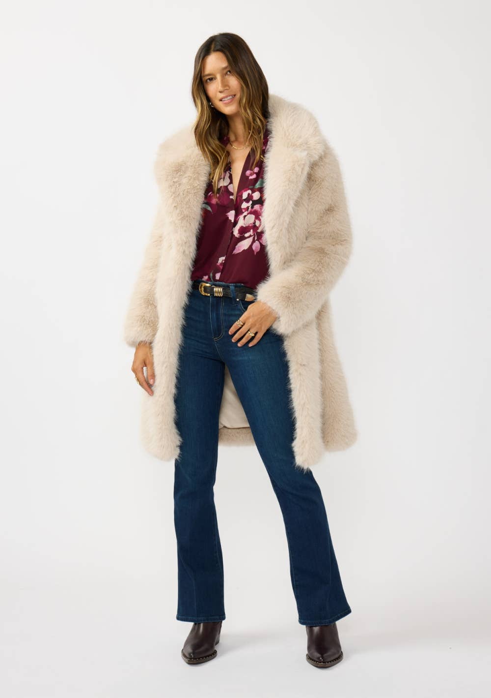 Lovestitch Plush Longline Faux Fur Coat
