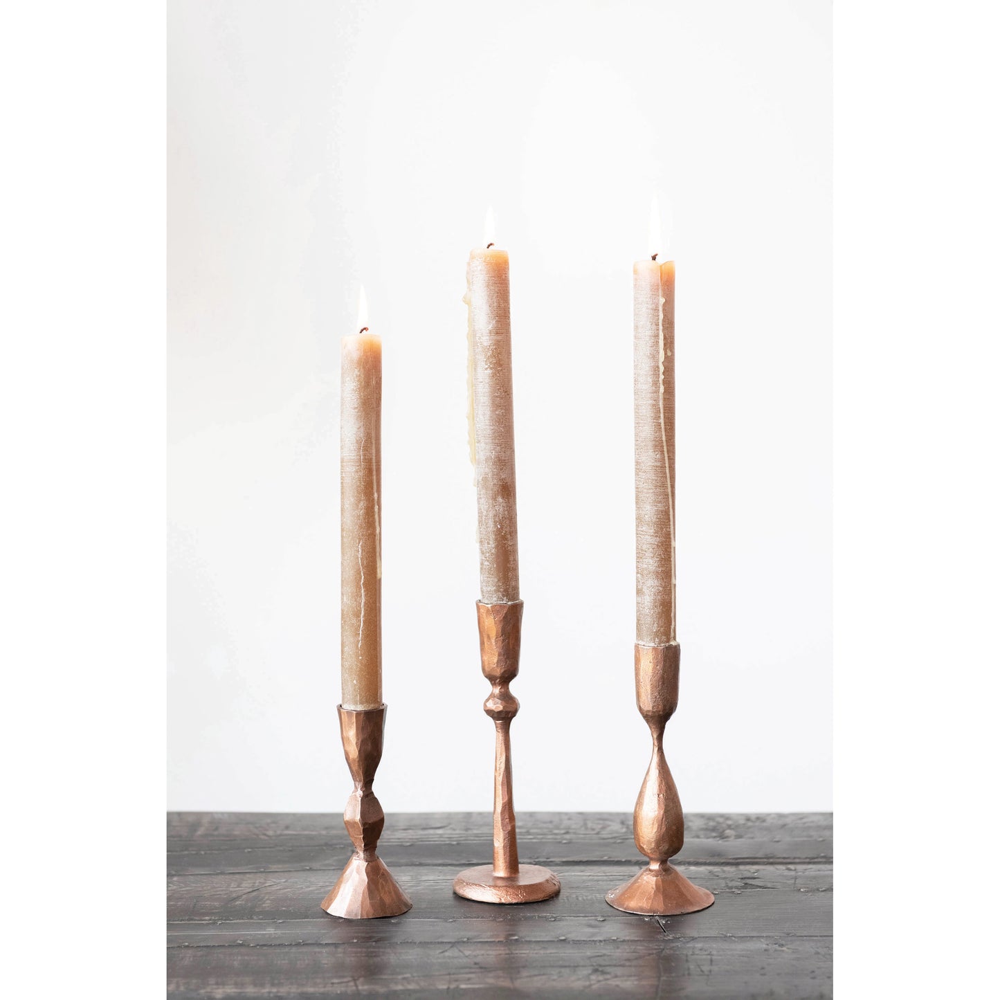 Hand-Forged Iron Taper Holder, Antique Copper Finish