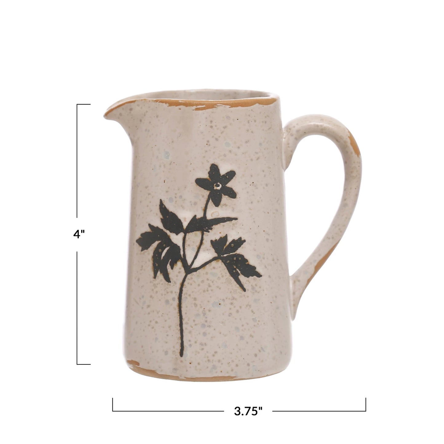 6 oz. Debossed Stoneware Creamer w/ Flowers