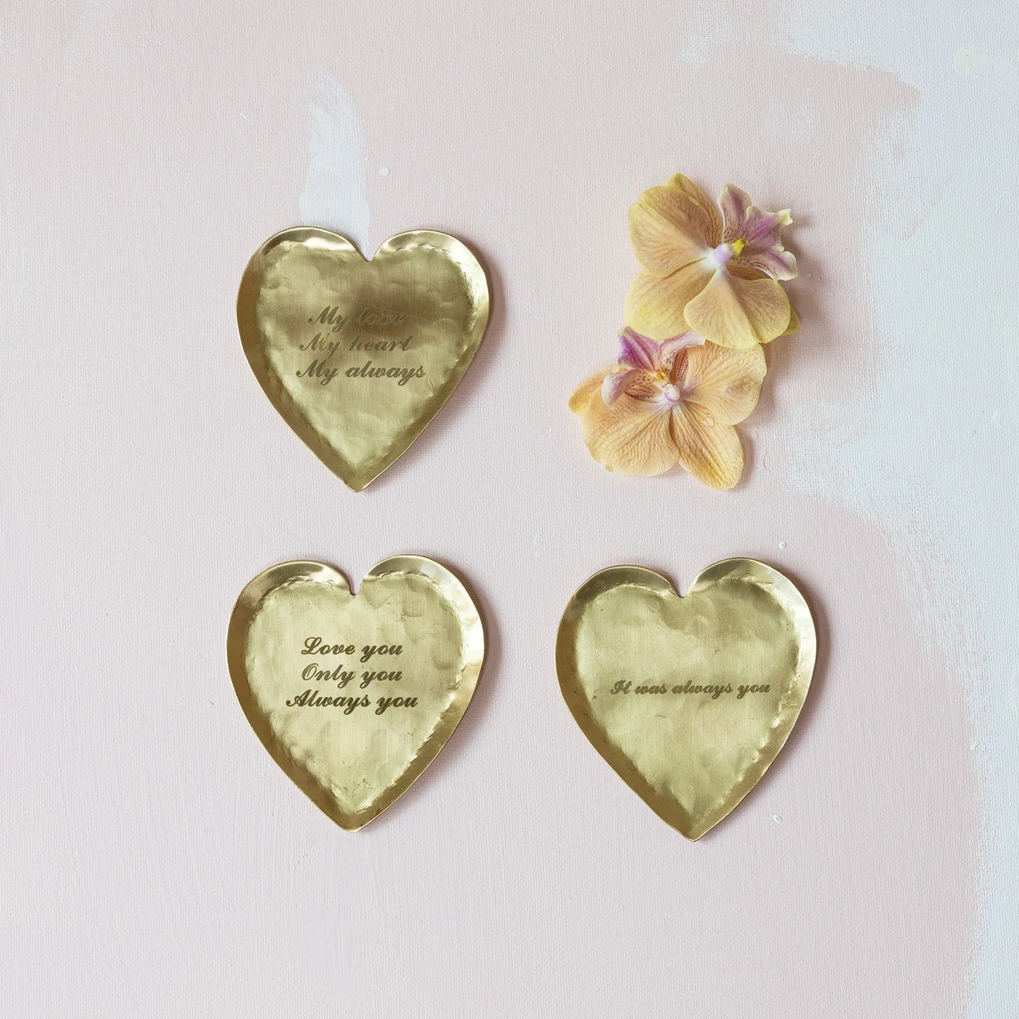 Decorative Hammer Brass Heart Dish, 3 styles