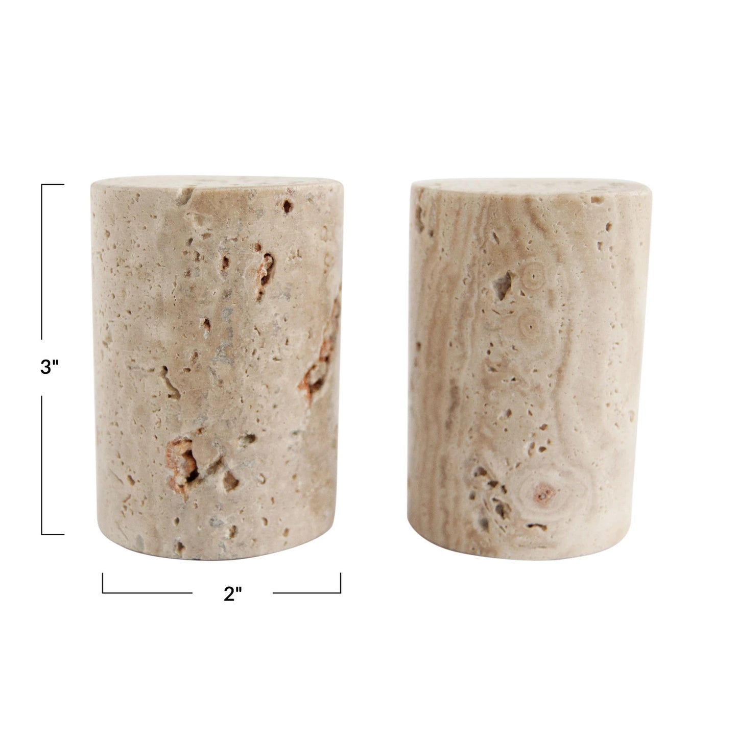 Travertine Salt & Pepper Shakers, Set of 2