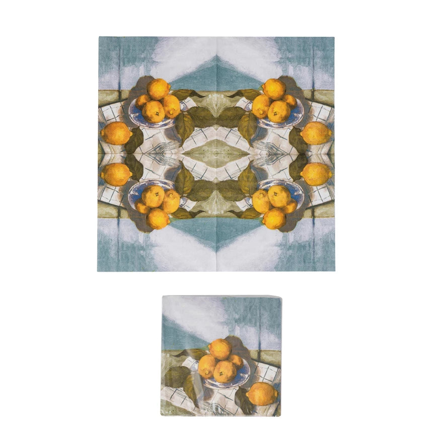 Paper Napkins w/ Lemons (Contains 50 Folded Pieces)