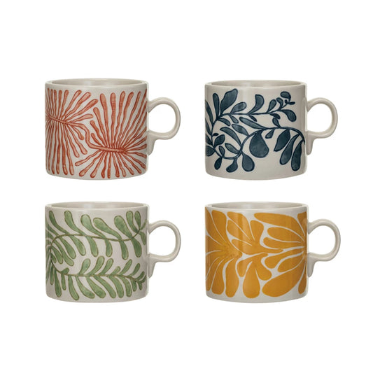 Hand Painted Mugs with Abstract Designs, 4 designs