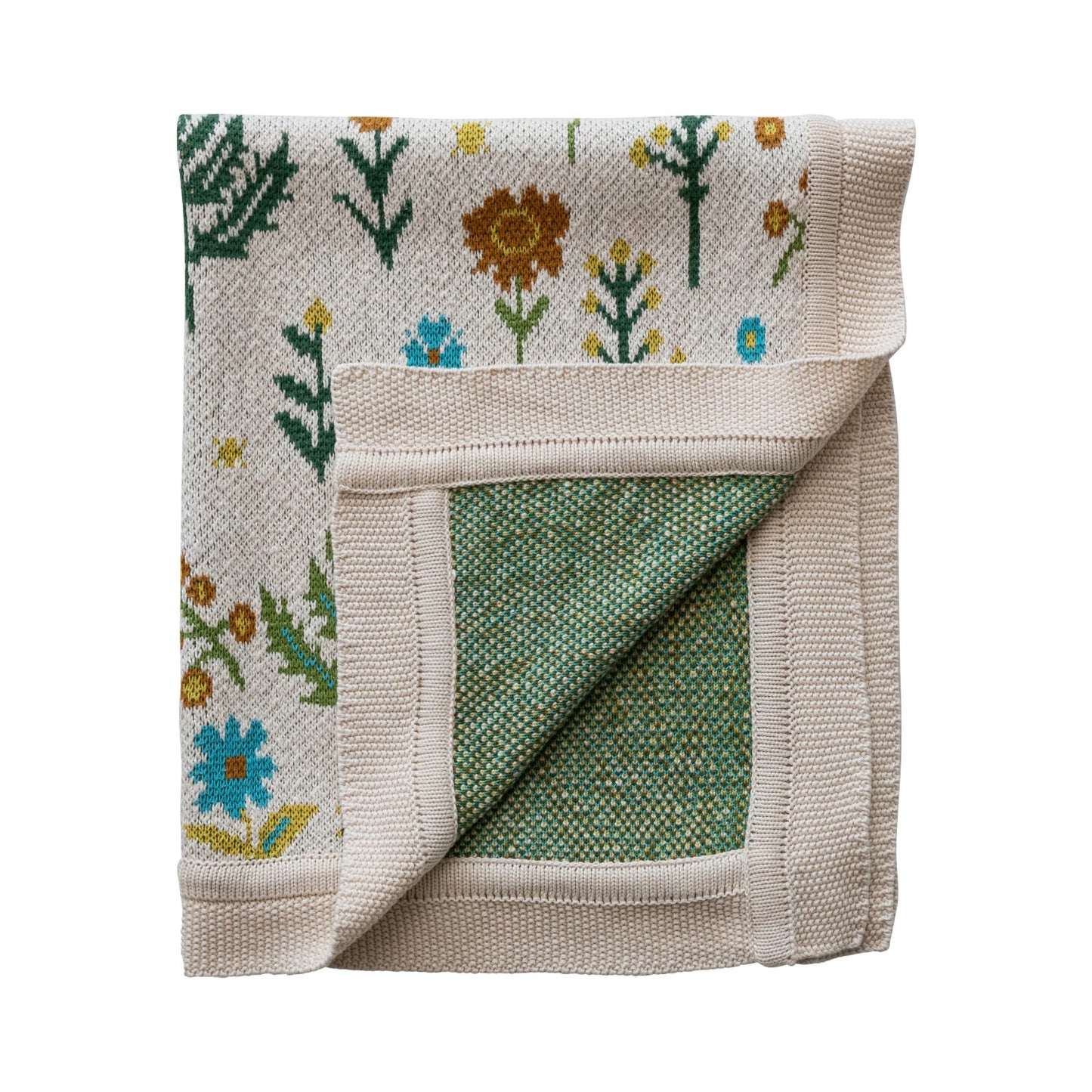 Floral Cotton Knit Baby Blanket