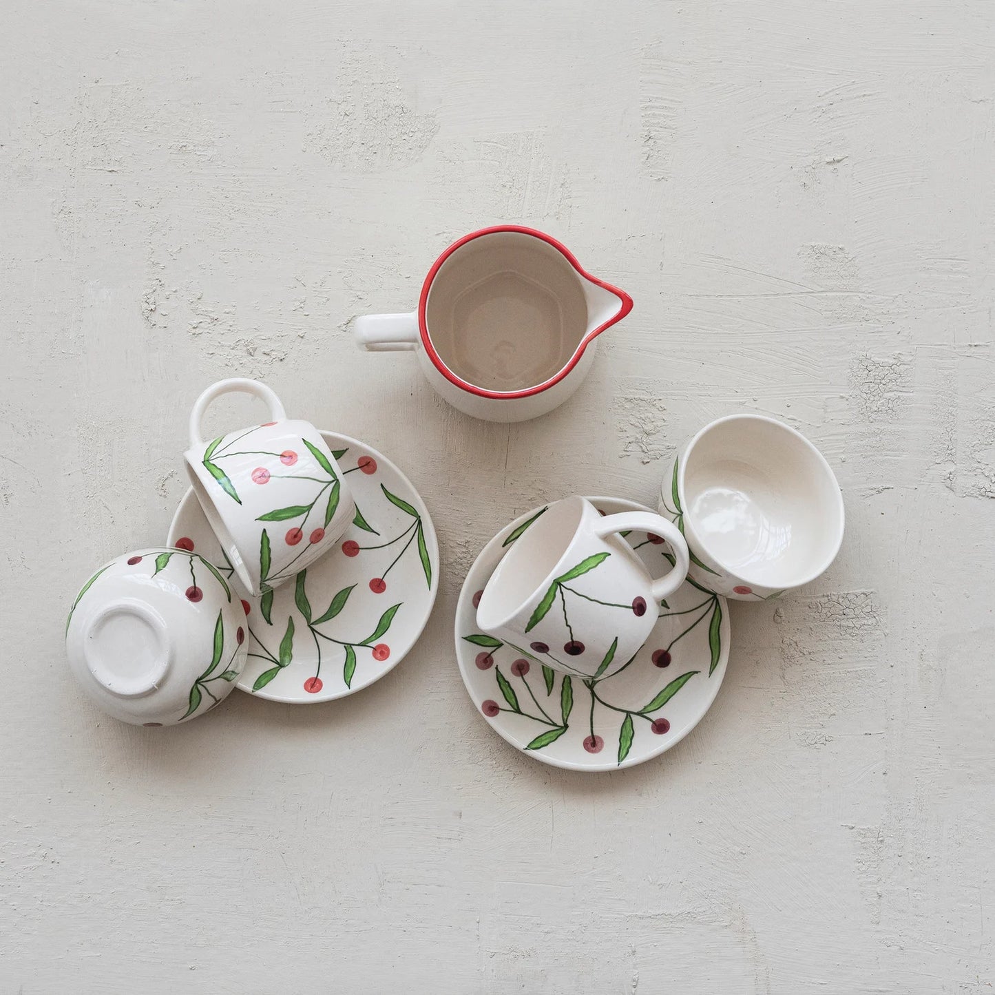 Stoneware Mug with Cherries