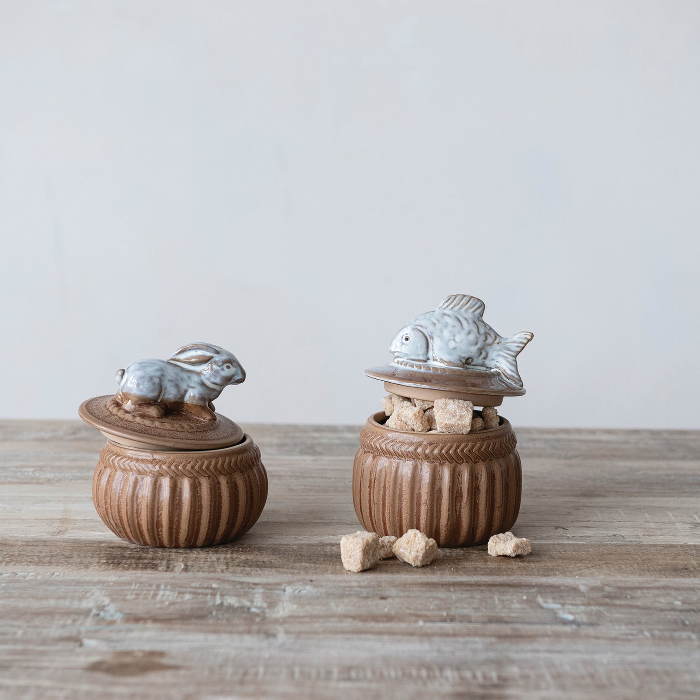 Stoneware Salt Cellar with Rabbit