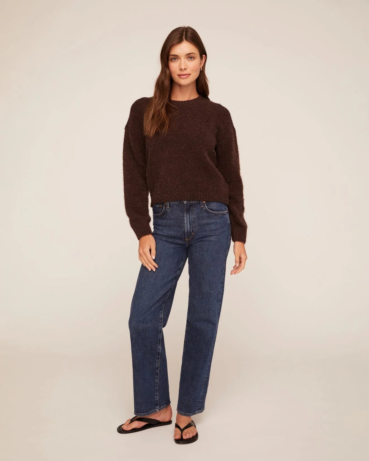 Bella Dahl Dark Chestnut Drop Shoulder Sweater