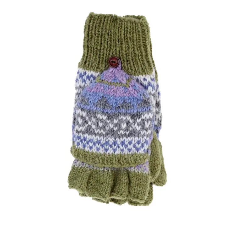 Classic Fairisle Glove Mitts in Olive