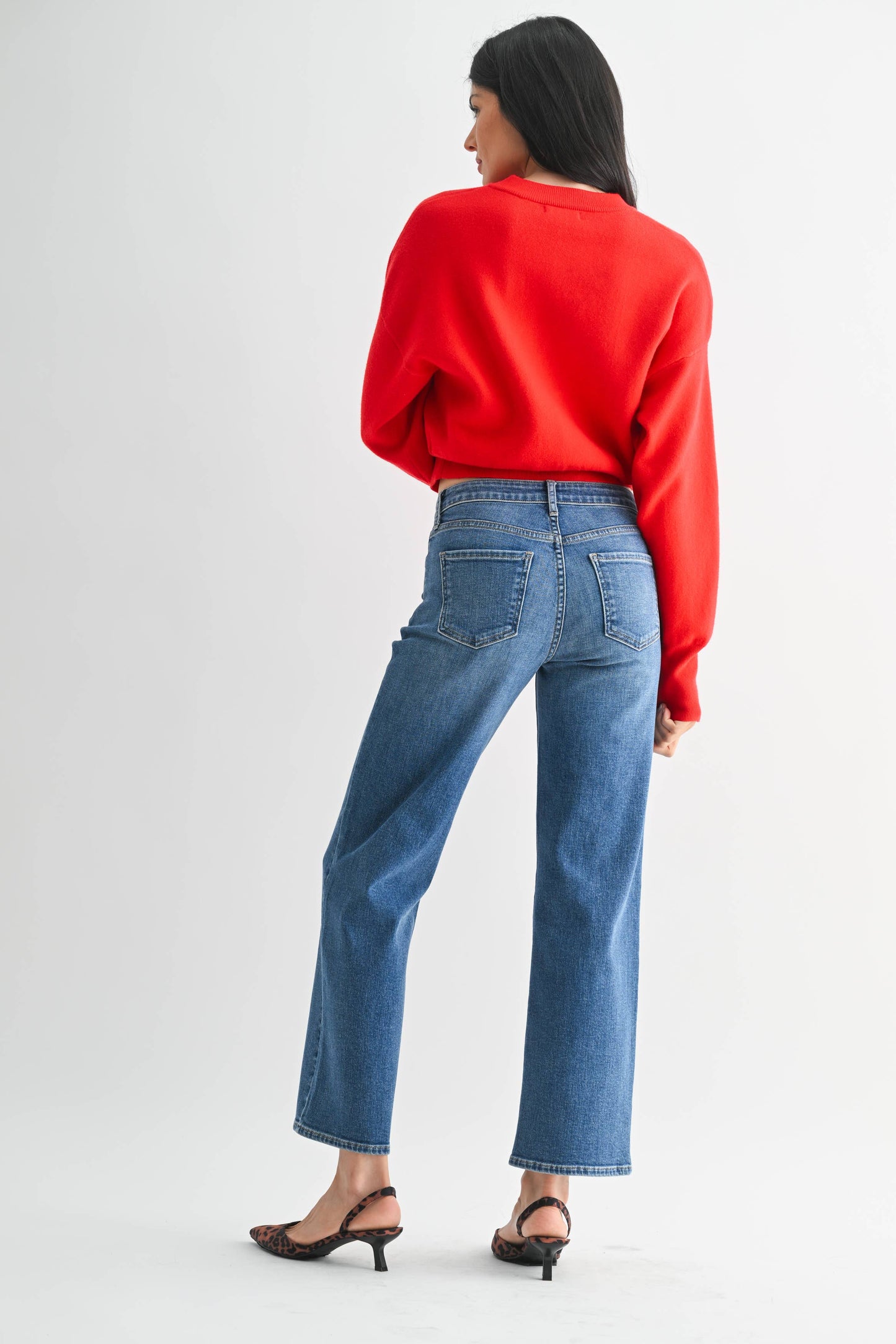 Just Black Denim Mid Rise Slim Wide Leg