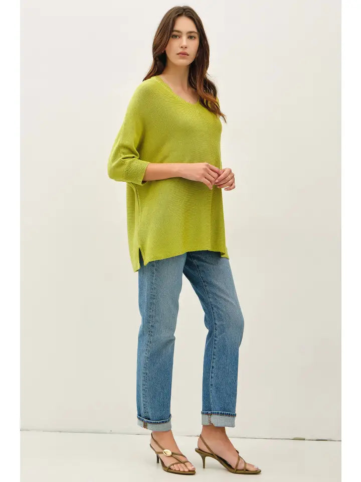 Be Cool Lime V-Neck Sweater