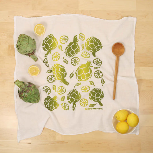Flour Sack Dish Towel: Artichokes