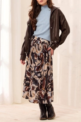 Tribal Flowy Plisse Printed Skirt