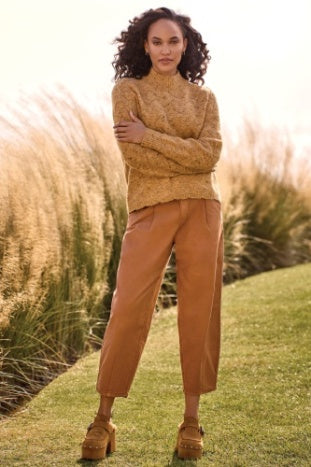 Tribal Mock Neck Puff Sleeve Sweater