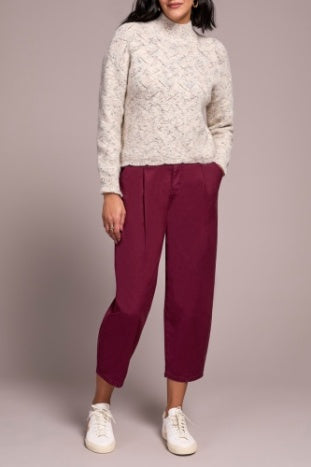 Tribal Mock Neck Puff Sleeve Sweater