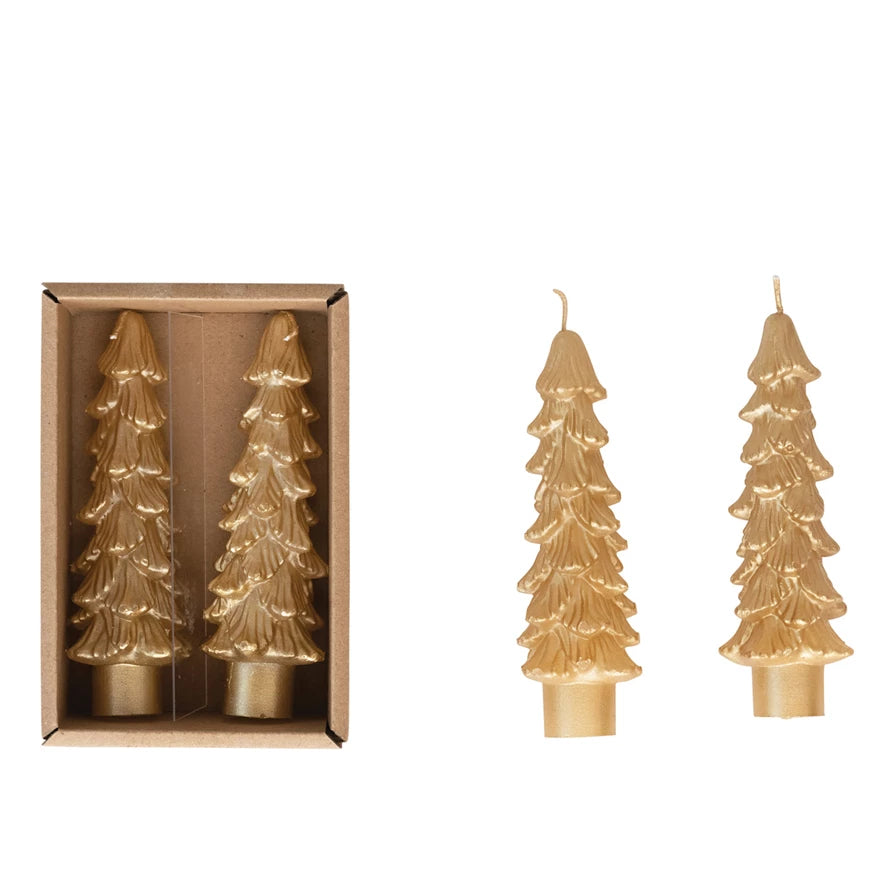 Unscented Tree Shaped Taper Candles, Set of 2, 2 sizes