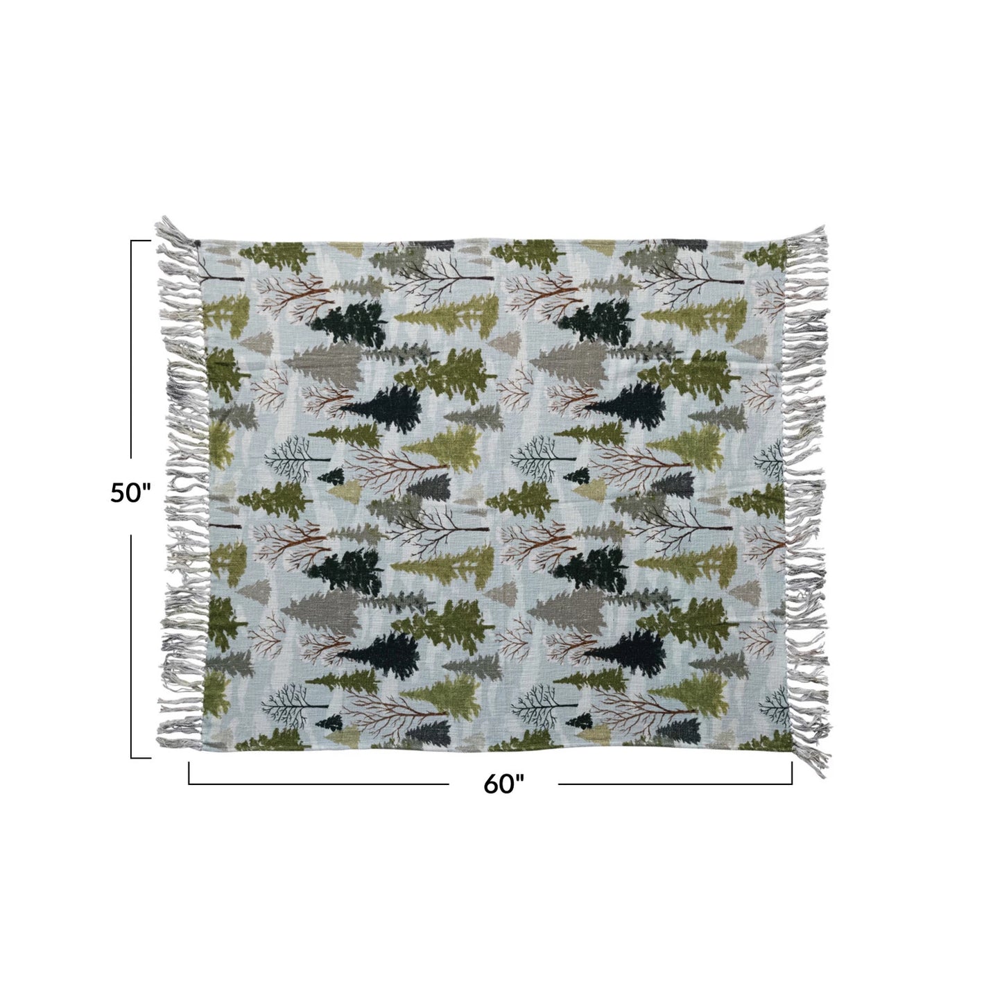 Holiday Cotton Slub Tree Printed Throw