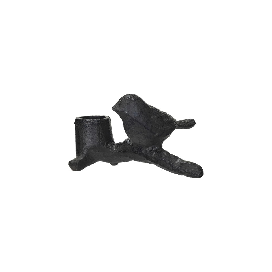 Cast Iron Taper Holder w/ Birds on Branch, 2 sizes