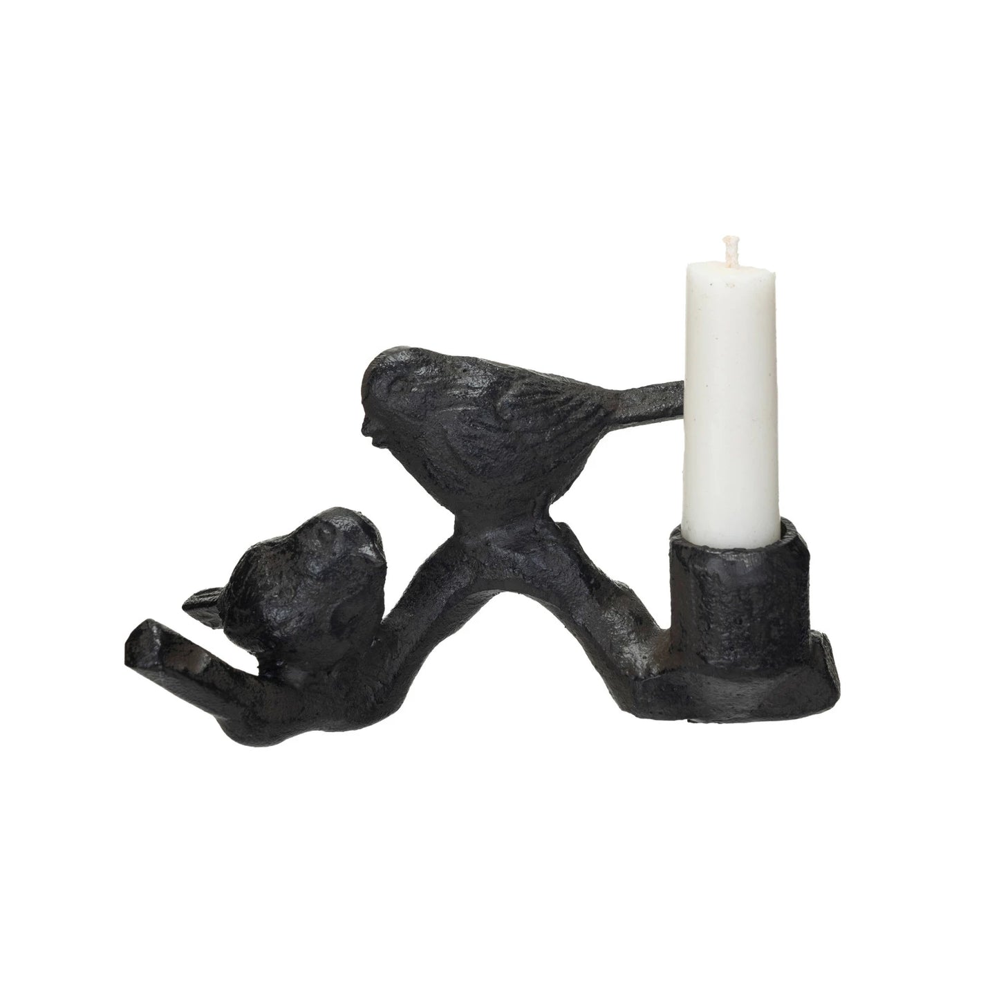 Cast Iron Taper Holder w/ Birds on Branch, 2 sizes