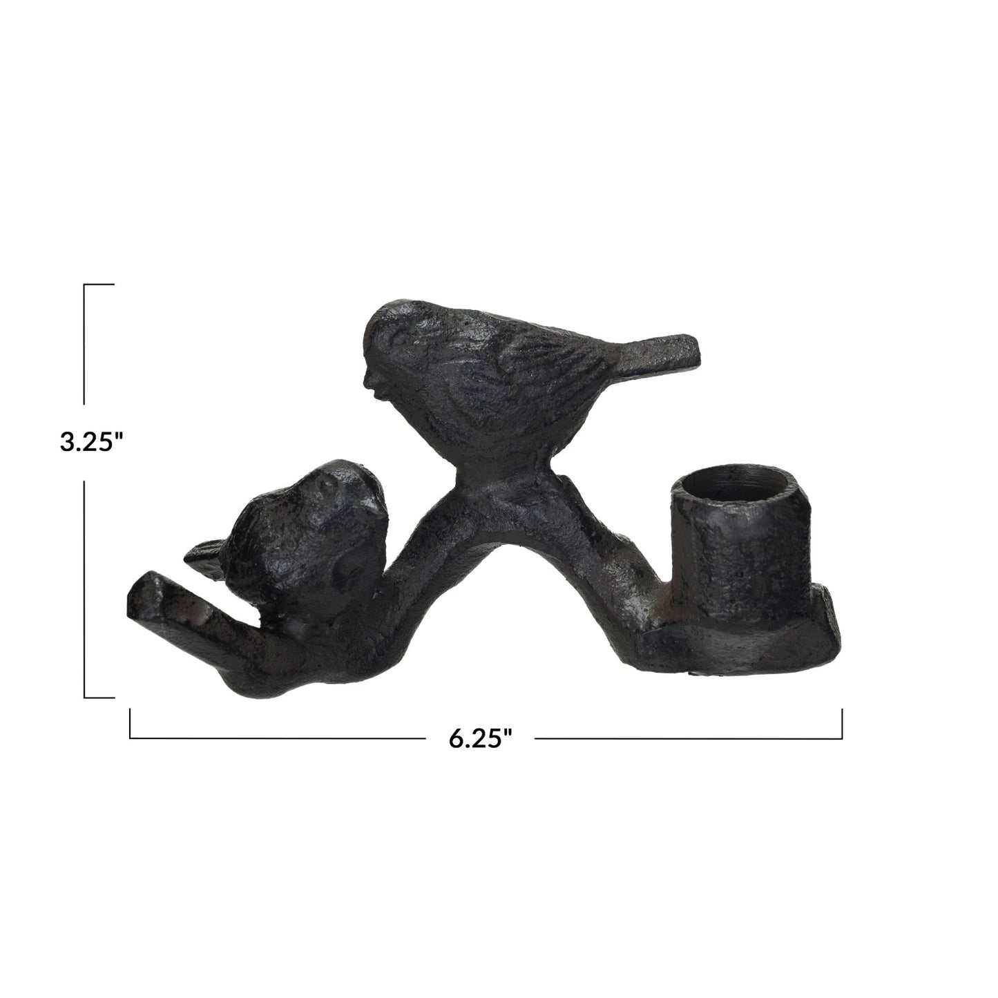 Cast Iron Taper Holder w/ Birds on Branch, 2 sizes