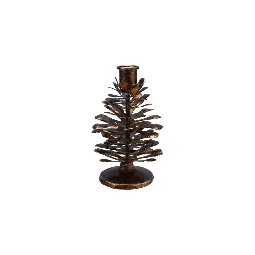 Metal Pinecone Taper Candle Holder, 2 sizes