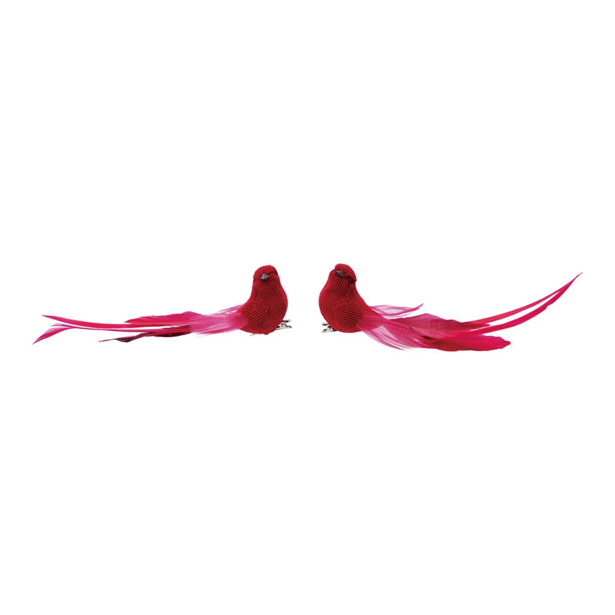 Feather & Corduroy Bird Clip-on Ornament