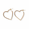 Brass Flat Heart Hoop Earrings