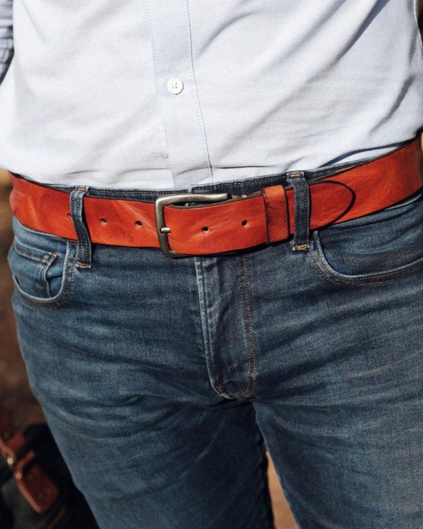 Dani | Silver Buckle Classic Casual Rugged Leather Belt