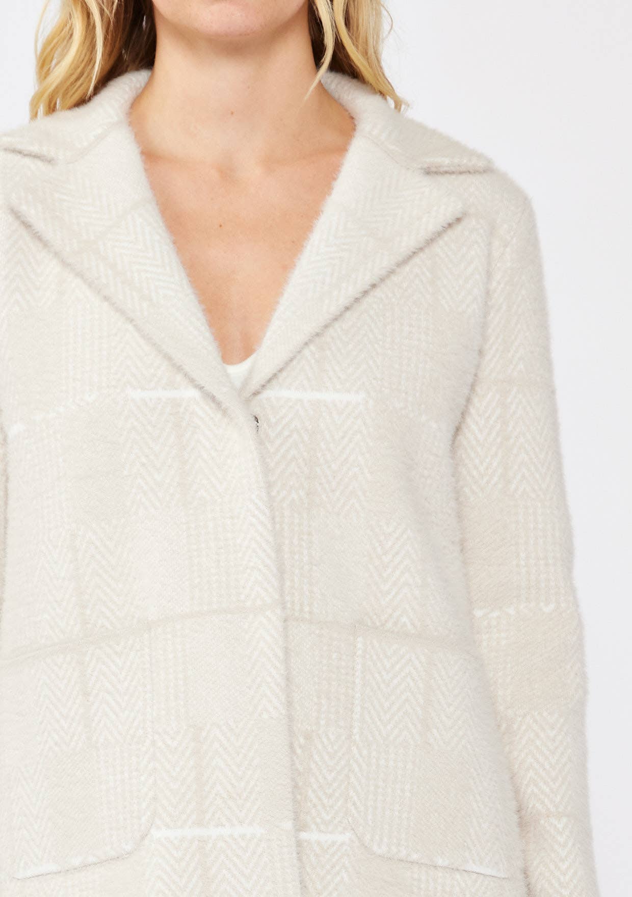 Lovestitch Plaid Sweater Blazer With Hidden Snaps