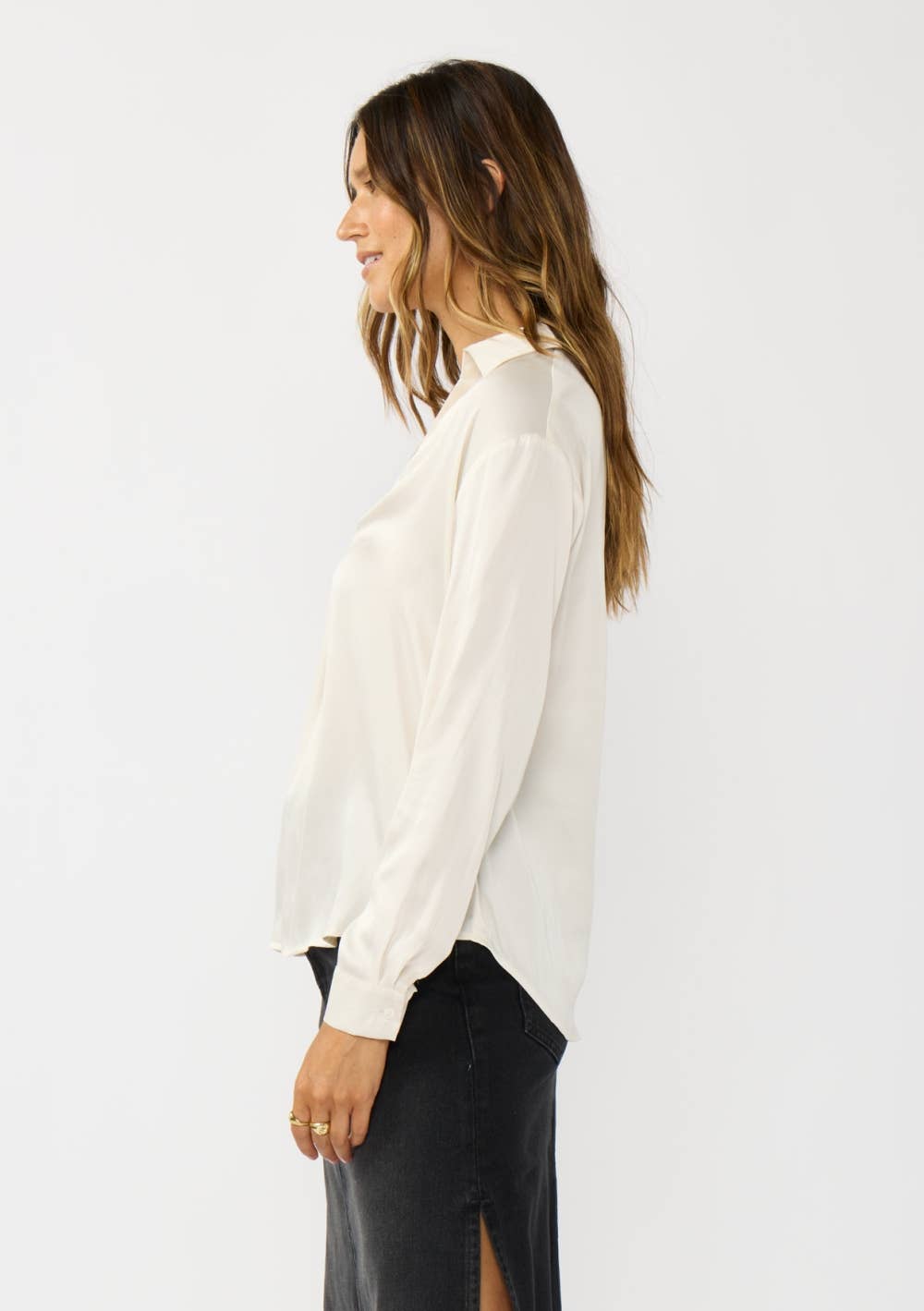 Lovestitch Split Neck Satin Blouse