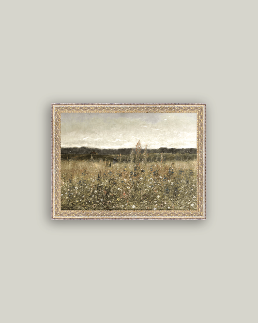 Wildflower Field Framed Antique Art