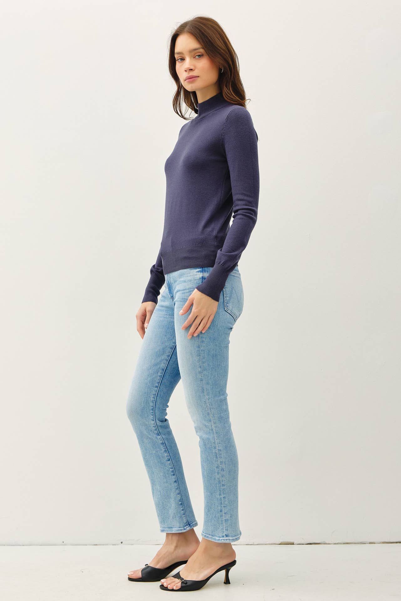 Be Cool Basic Mock Neck Sweater
